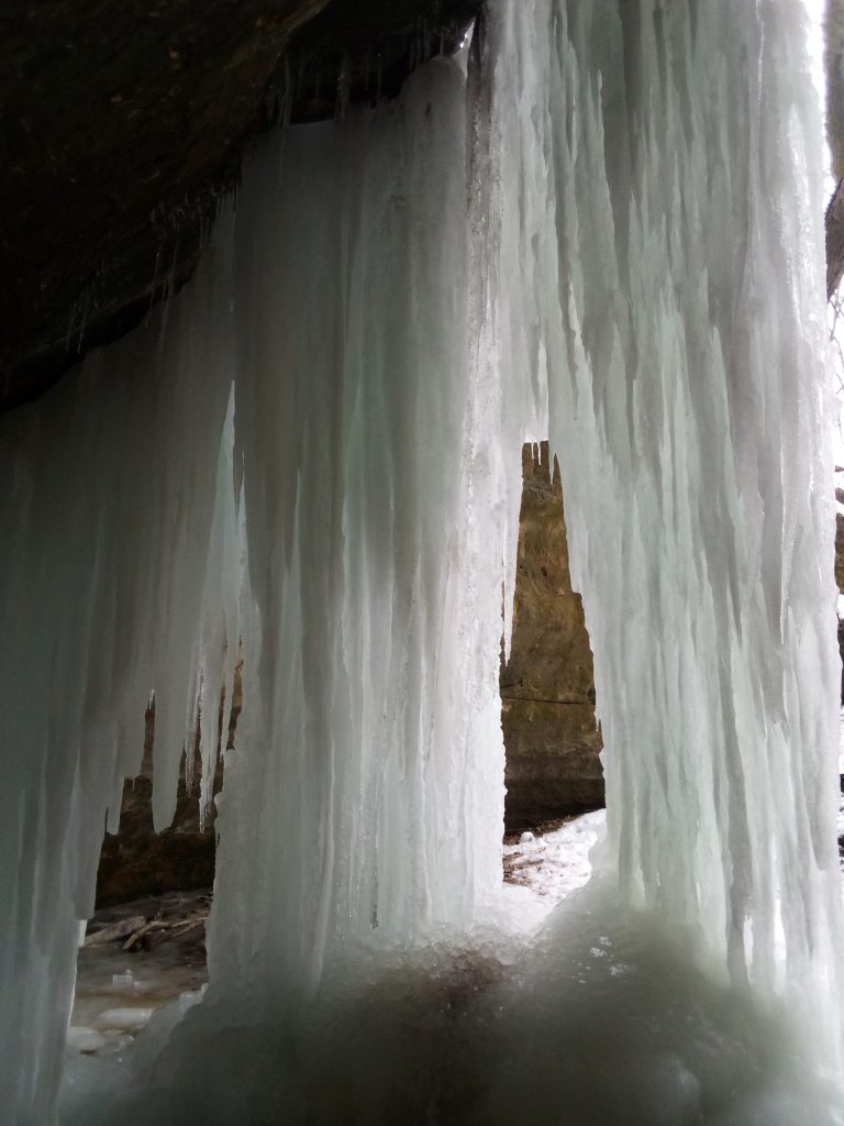 view of ice, under the overhang